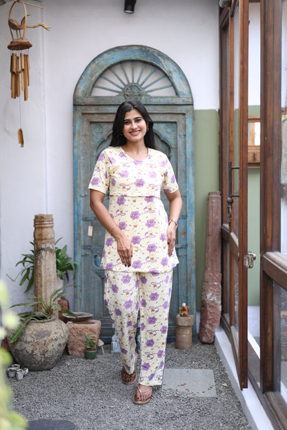 Feeding/Maternity - Hoseiry Cotton Pull up T shirt and Plazzo Set-TP009
