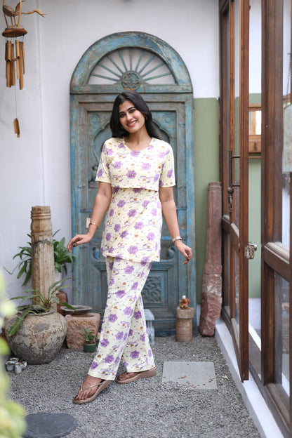 Feeding/Maternity - Hoseiry Cotton Pull up T shirt and Plazzo Set-TP009