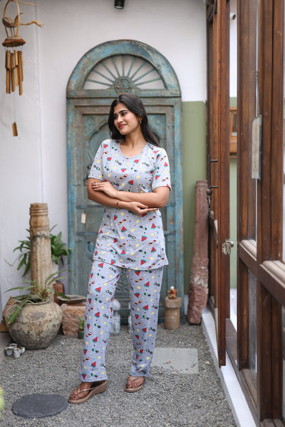Feeding/Maternity - Hoseiry Cotton Pull up T shirt and Plazzo Set-TP006