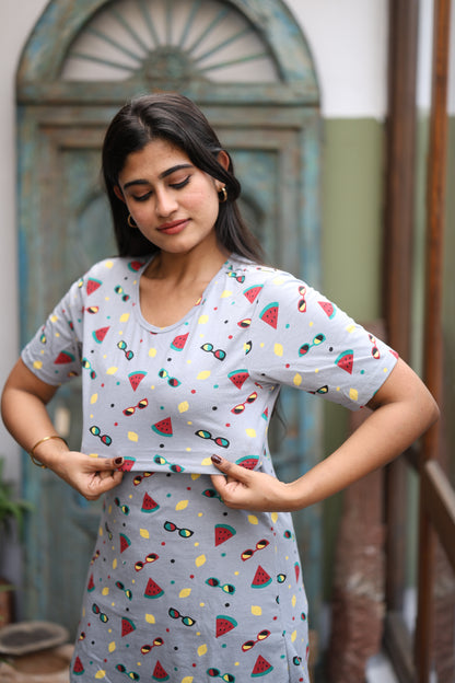 Feeding/Maternity - Hoseiry Cotton Pull up T shirt and Plazzo Set-TP006