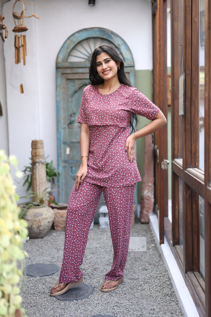 Feeding/Maternity - Hoseiry Cotton Pull up T shirt and Plazzo Set-TP001