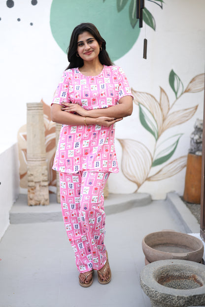 Feeding/Maternity - Hoseiry Cotton Pull up T shirt and Plazzo Set-TP007