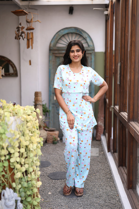 Feeding/Maternity - Hoseiry Cotton Pull up T shirt and Plazzo Set-TP002