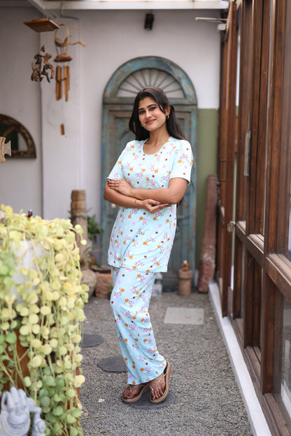 Feeding/Maternity - Hoseiry Cotton Pull up T shirt and Plazzo Set-TP002