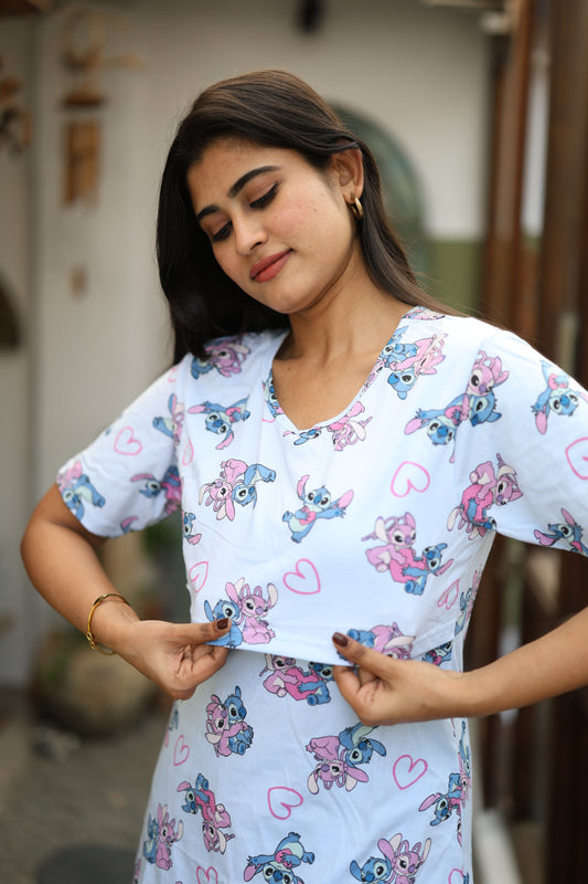 Feeding/Maternity - Hoseiry Cotton Pull up T shirt and Plazzo Set-TP003