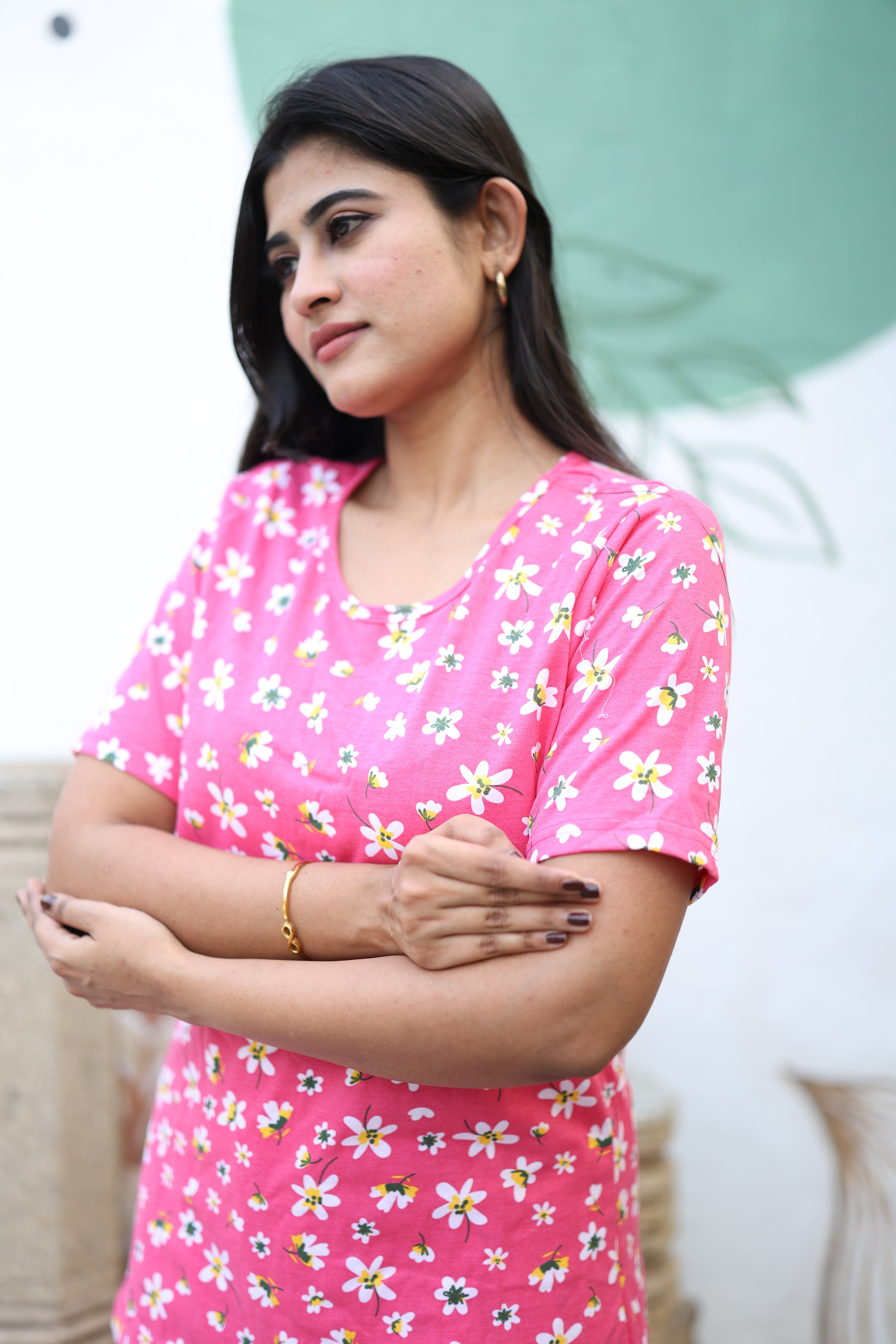 Feeding/Maternity - Hoseiry Cotton Pull up T shirt and Plazzo Set-TP005