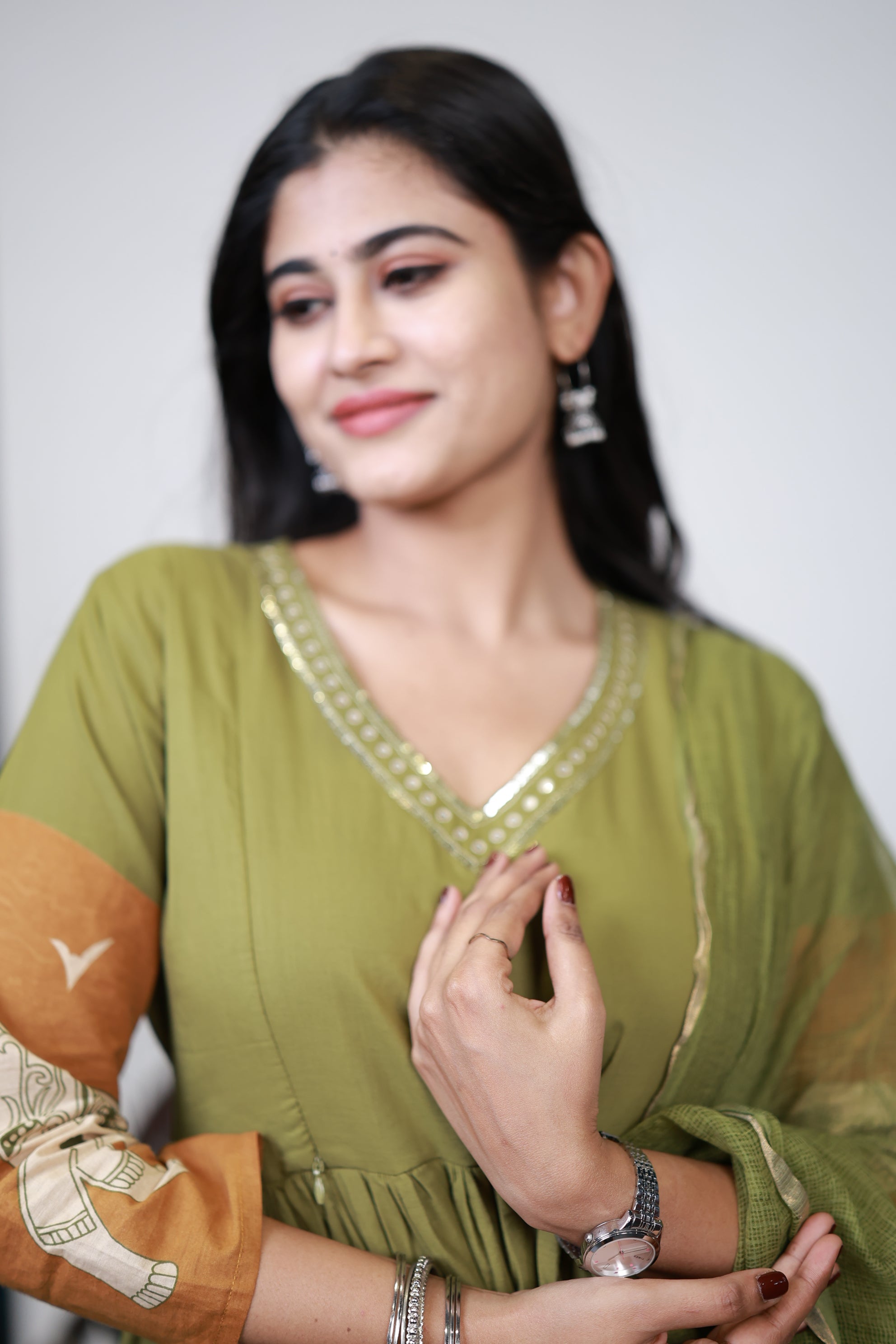 Premium Cotton Anarkali Salwar Set-(Top,Bottom,Duppatta)- Feeding/Non Feeding