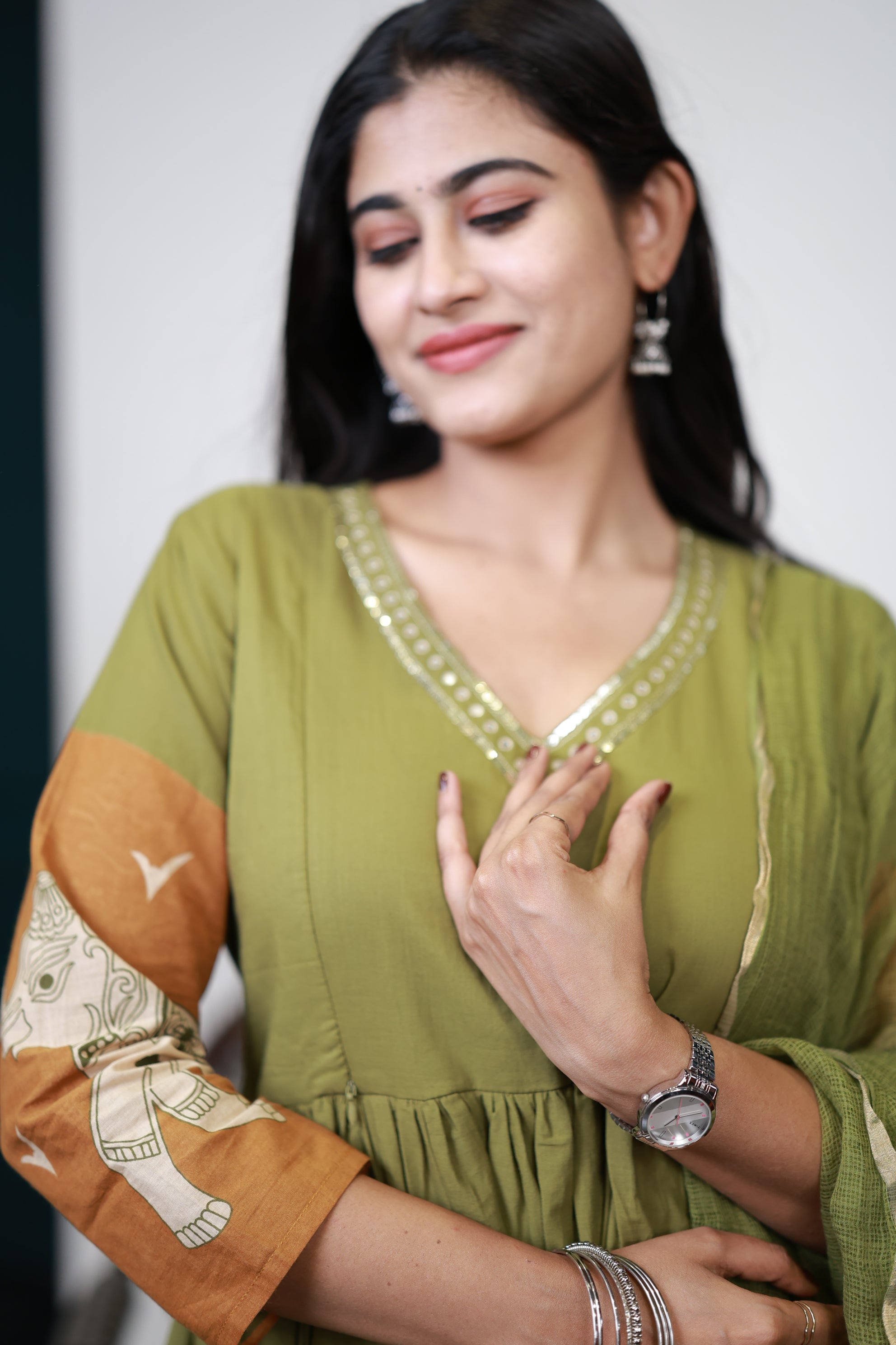 Premium Cotton Anarkali Salwar Set-(Top,Bottom,Duppatta)- Feeding/Non Feeding