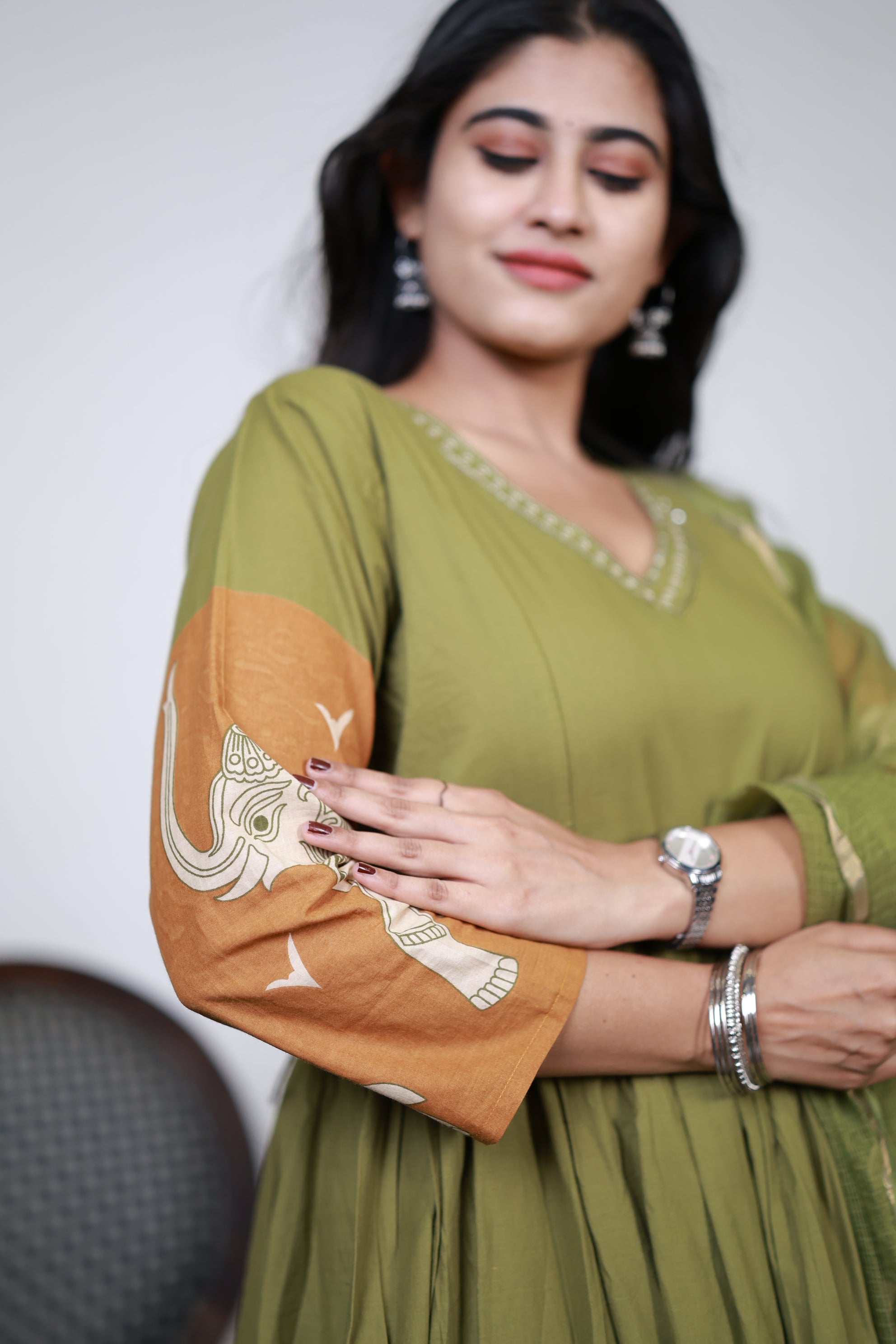 Premium Cotton Anarkali Salwar Set-(Top,Bottom,Duppatta)- Feeding/Non Feeding