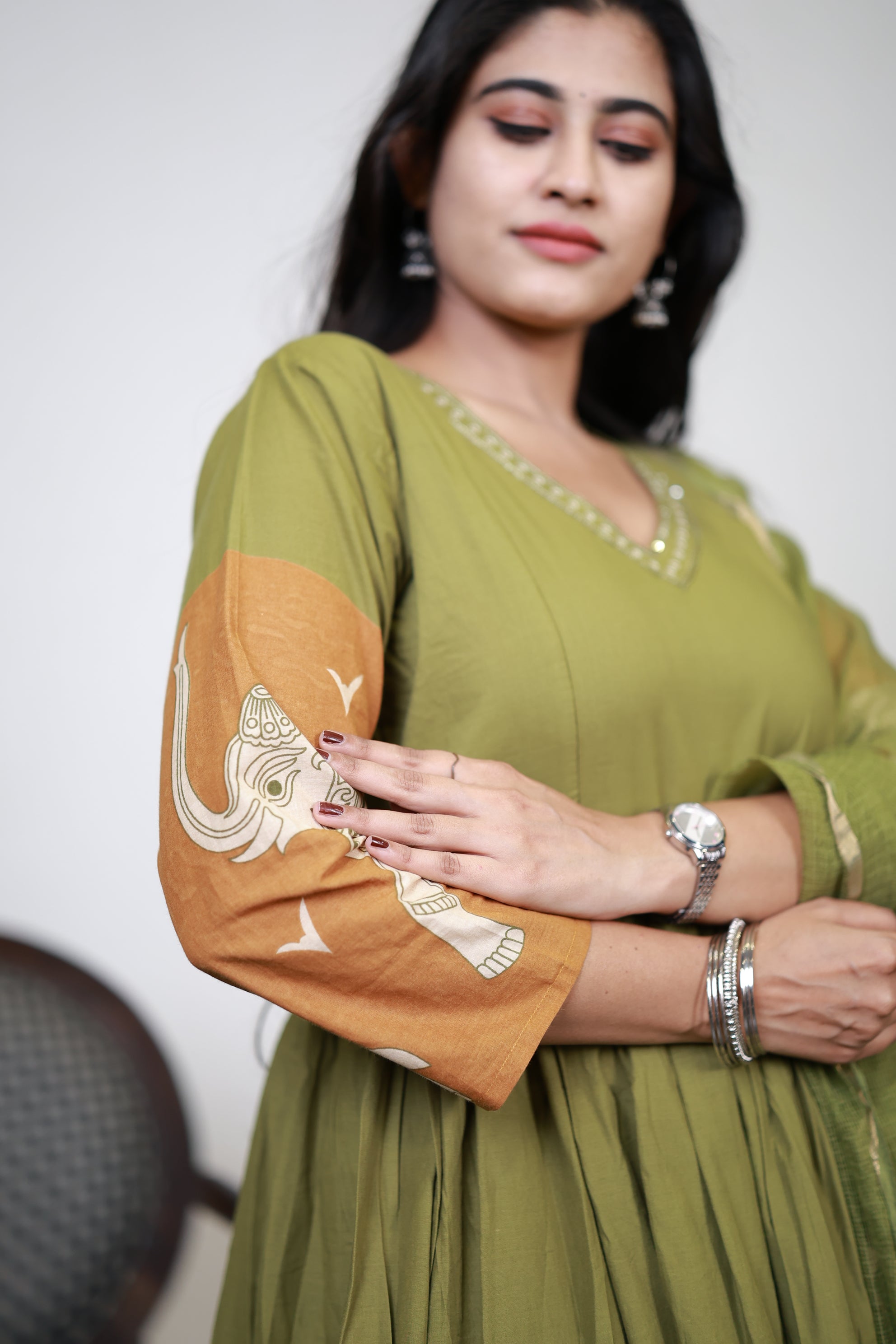 Premium Cotton Anarkali Salwar Set-(Top,Bottom,Duppatta)- Feeding/Non Feeding