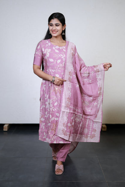 Premium Vatican Foil Printed Salwar Set-(Top,Bottom,Duppatta)- Feeding/Non Feeding FC0267