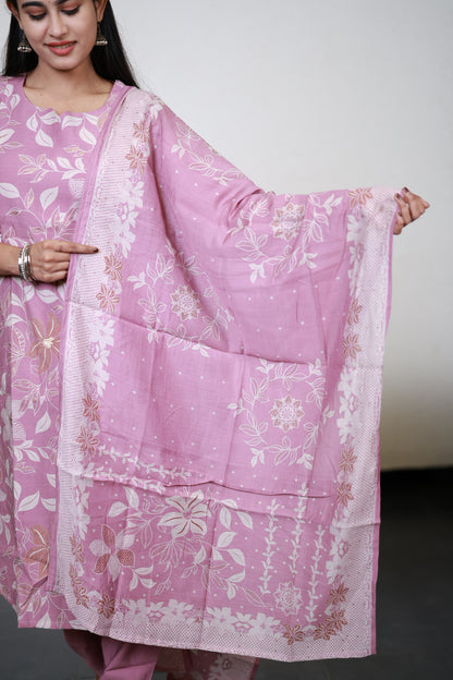 Premium Vatican Foil Printed Salwar Set-(Top,Bottom,Duppatta)- Feeding/Non Feeding FC0267