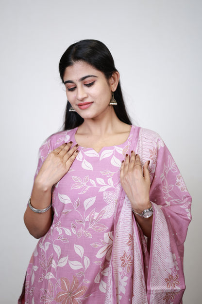 Premium Vatican Foil Printed Salwar Set-(Top,Bottom,Duppatta)- Feeding/Non Feeding FC0267