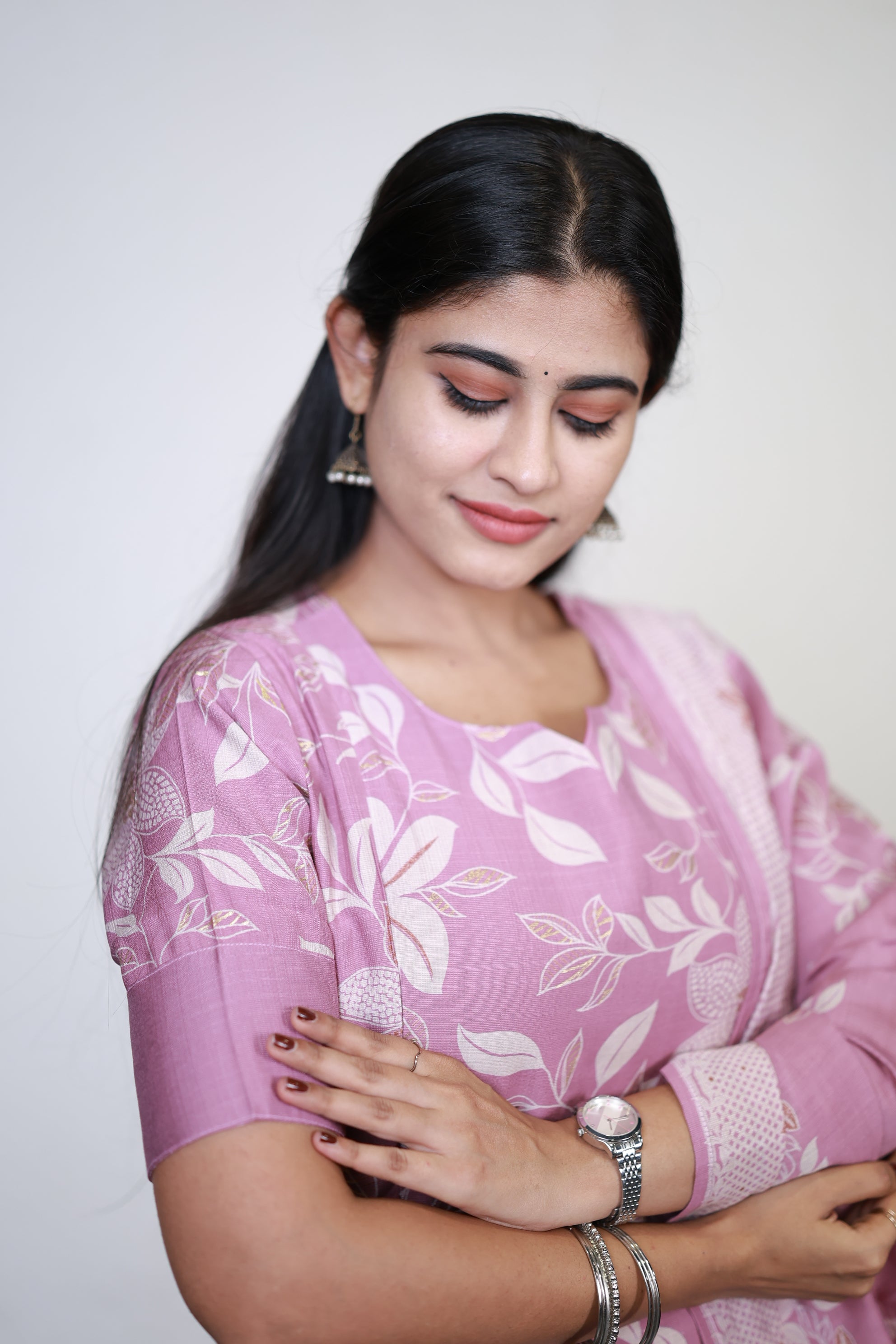 Premium Vatican Foil Printed Salwar Set-(Top,Bottom,Duppatta)- Feeding/Non Feeding