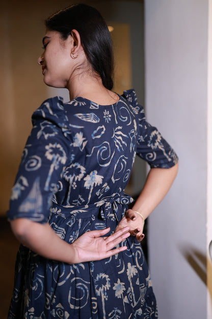 Premium Cotton Maxi ( with cotton Lining ) Feeding/Non Feeding-Navy FC0065