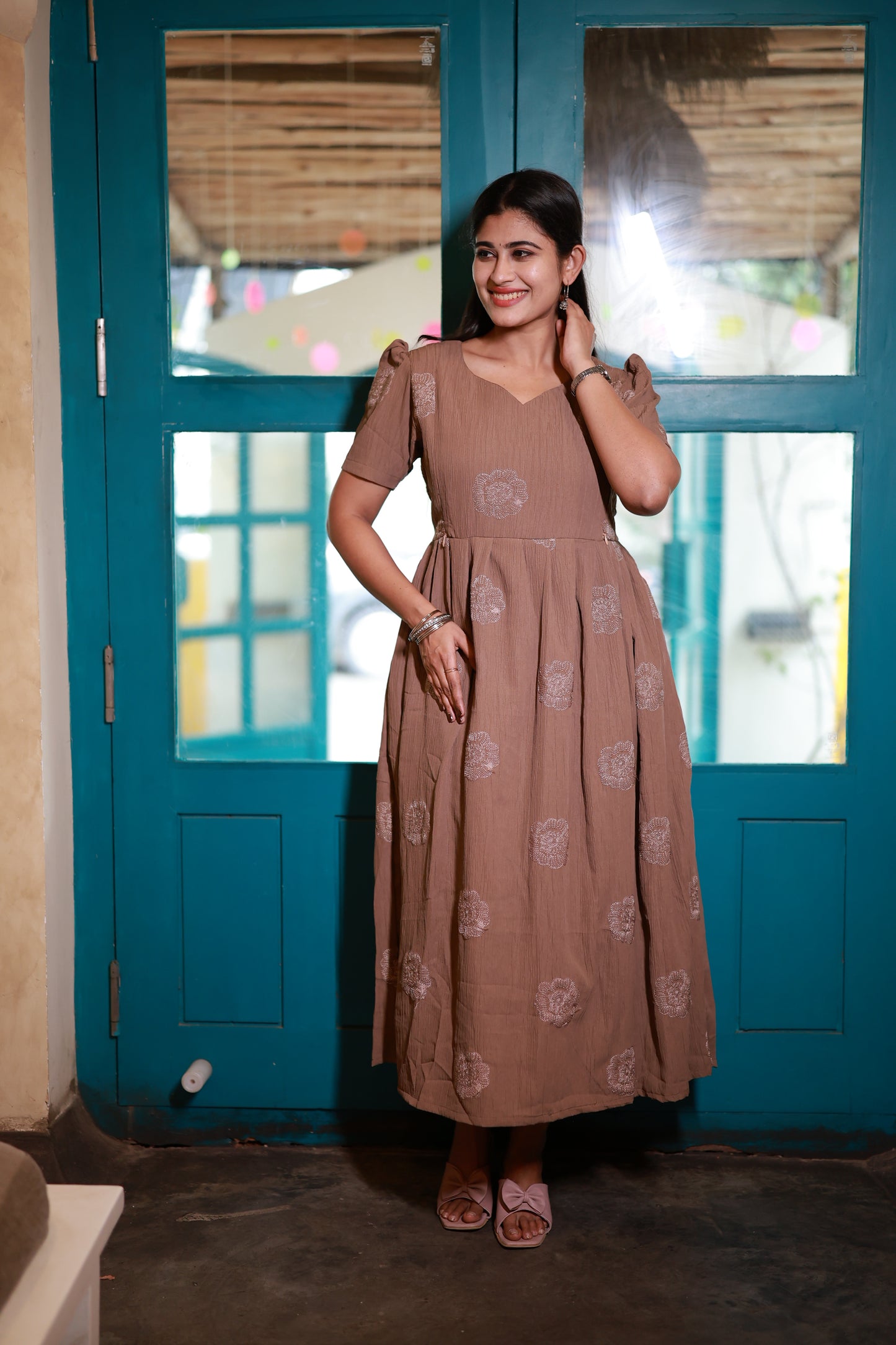 Premium Popcorn Embroidery Maxi with lining FC0152