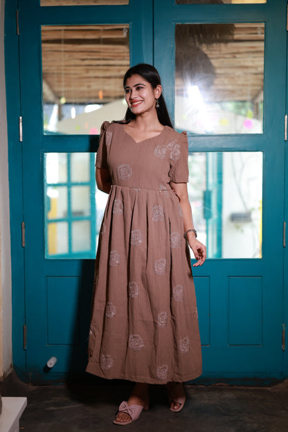 Premium Popcorn Embroidery Maxi with lining FC0152