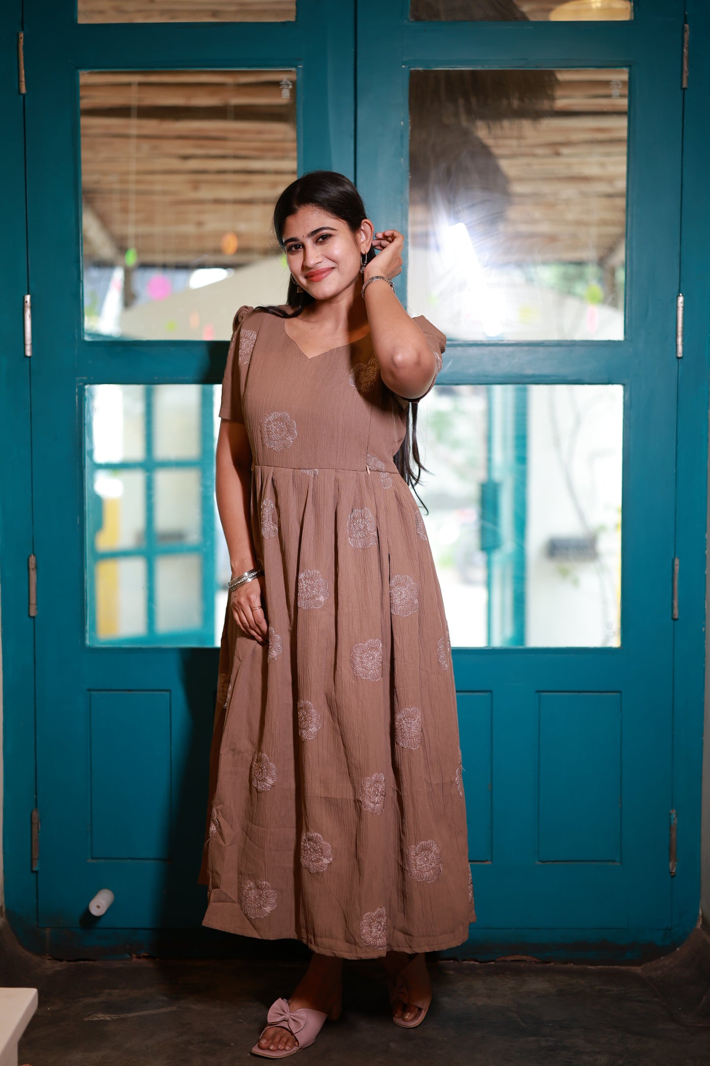Premium Popcorn Embroidery Maxi with lining FC0152