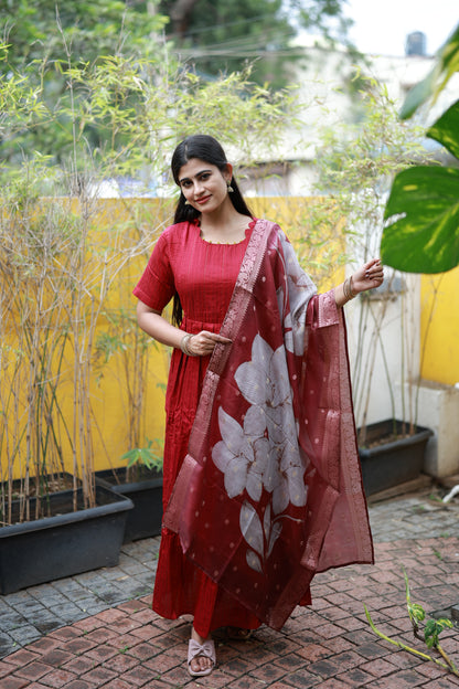 NEW FESTIVE Raw Silk Maxi with Digital Printed Duppata- Feeding/Non Feeding FC0171