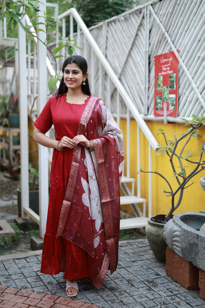 NEW FESTIVE Raw Silk Maxi with Digital Printed Duppata- Feeding/Non Feeding FC0171