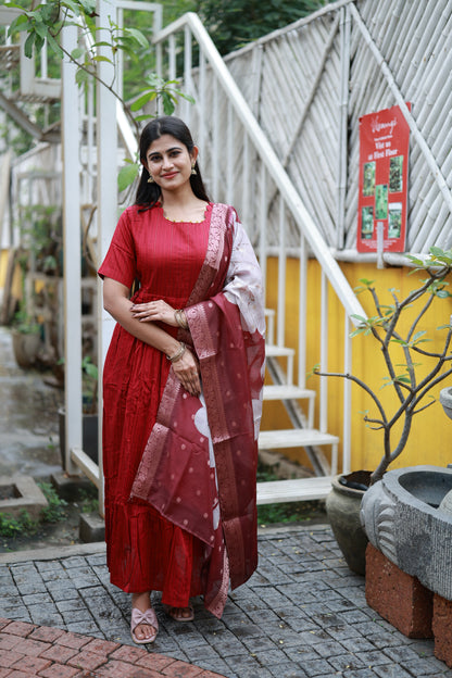 NEW FESTIVE Raw Silk Maxi with Digital Printed Duppata- Feeding/Non Feeding FC0171
