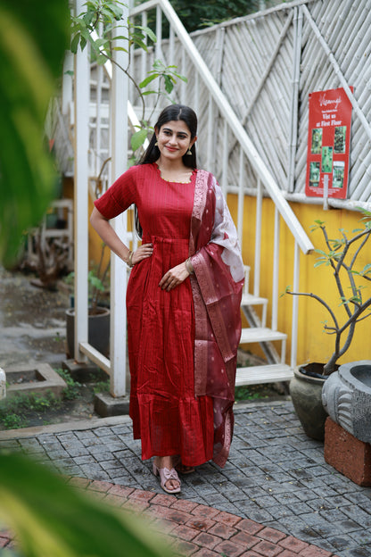 NEW FESTIVE Raw Silk Maxi with Digital Printed Duppata- Feeding/Non Feeding FC0171