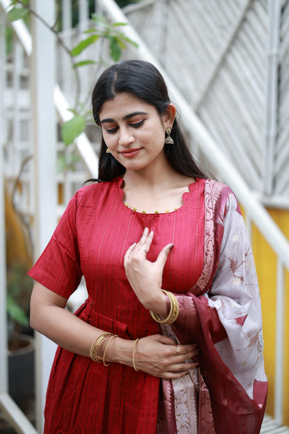 NEW FESTIVE Raw Silk Maxi with Digital Printed Duppata- Feeding/Non Feeding FC0171