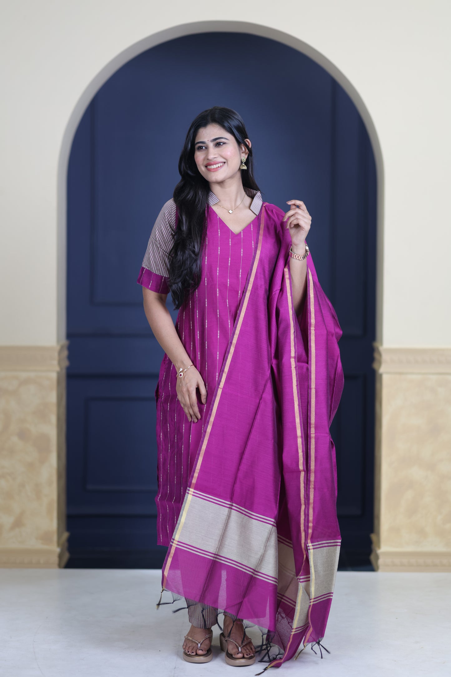 Premium Raw Silk Salwar Set-(Top,Bottom,Duppatta)-Non Feeding Only FC0316