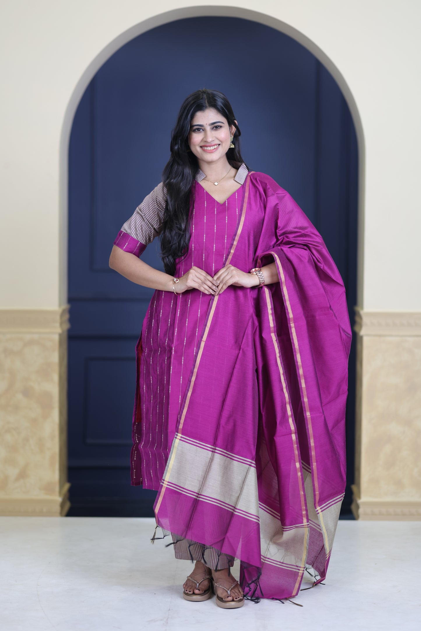 Premium Raw Silk Salwar Set-(Top,Bottom,Duppatta)-Non Feeding Only FC0316