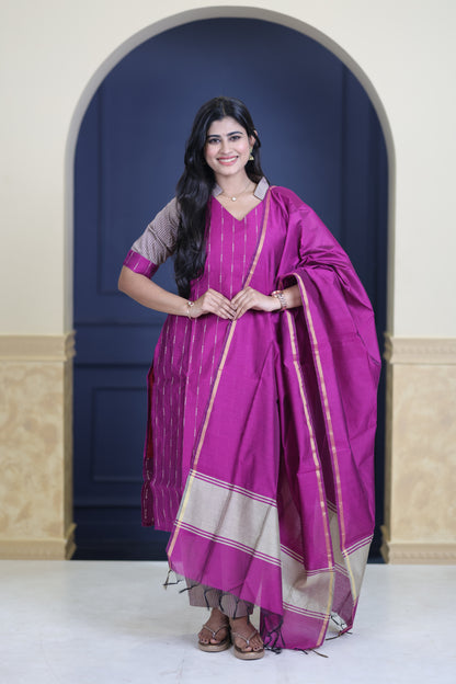 Premium Raw Silk Salwar Set-(Top,Bottom,Duppatta)-Non Feeding Only FC0316
