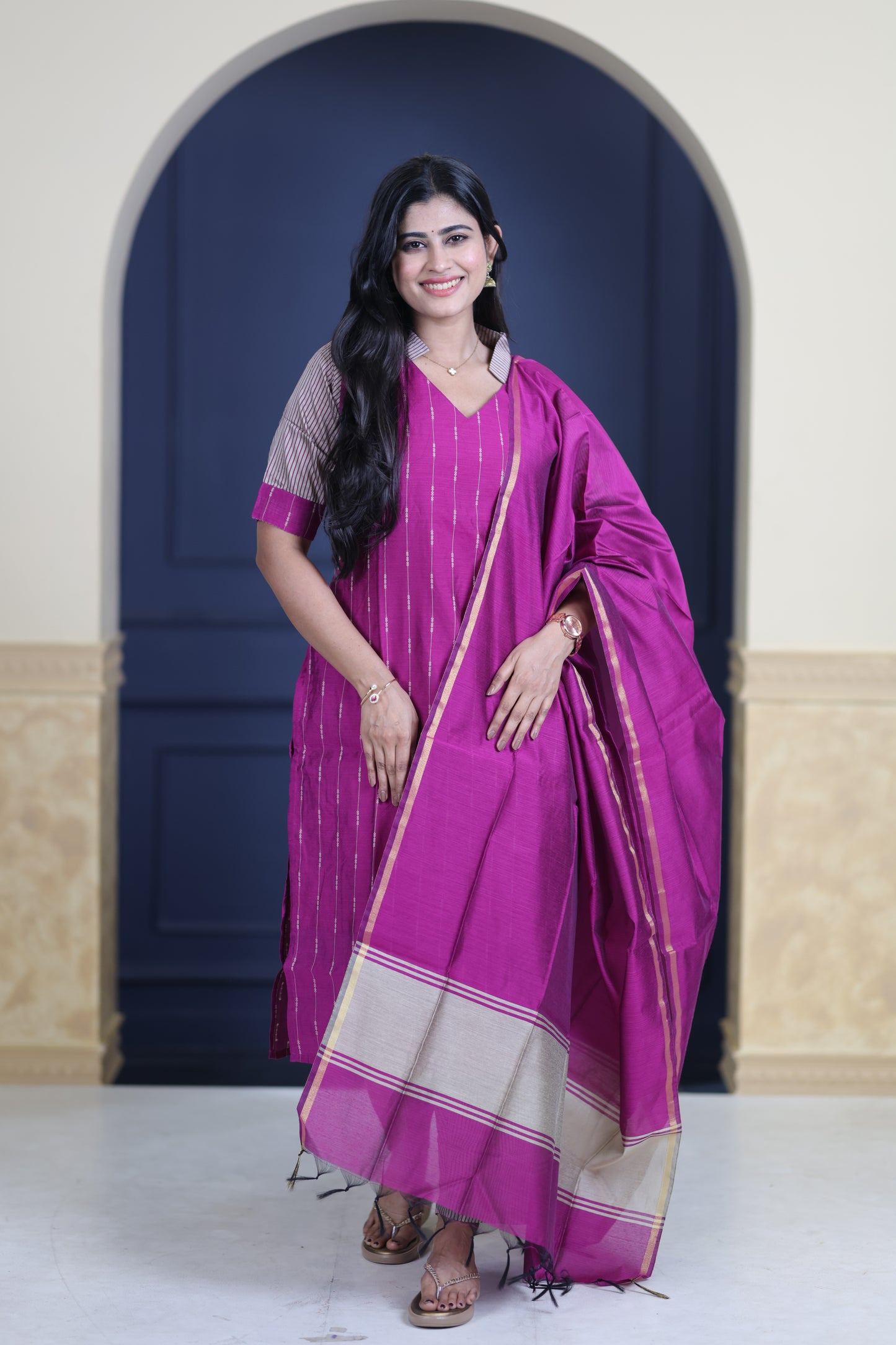 Premium Raw Silk Salwar Set-(Top,Bottom,Duppatta)-Non Feeding Only FC0316