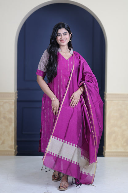Premium Raw Silk Salwar Set-(Top,Bottom,Duppatta)-Non Feeding Only FC0316