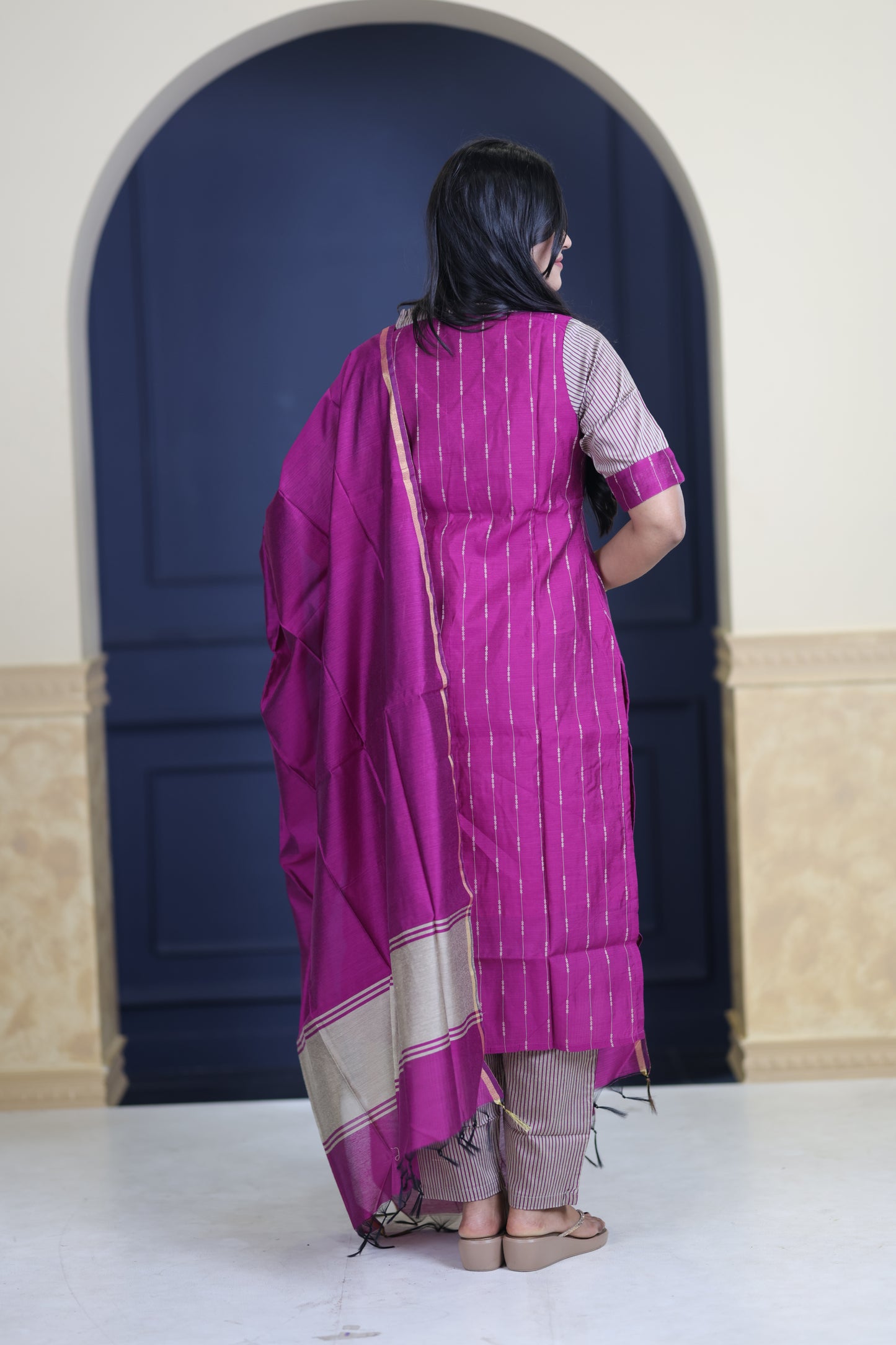 Premium Raw Silk Salwar Set-(Top,Bottom,Duppatta)-Non Feeding Only FC0316