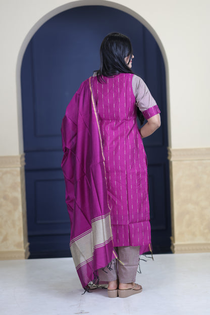 Premium Raw Silk Salwar Set-(Top,Bottom,Duppatta)-Non Feeding Only FC0316