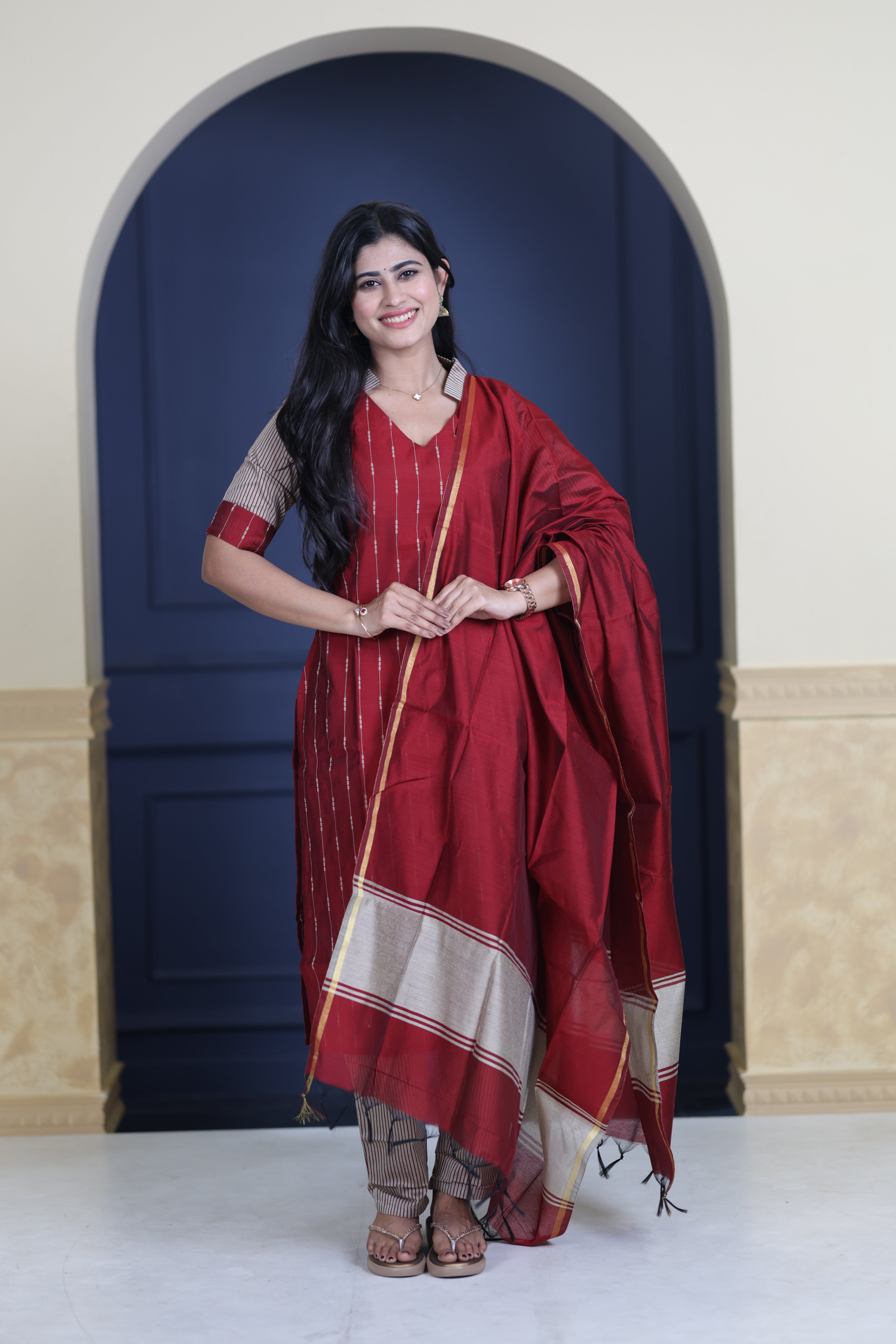 Premium Raw Silk Salwar Set-(Top,Bottom,Duppatta)-Non Feeding Only