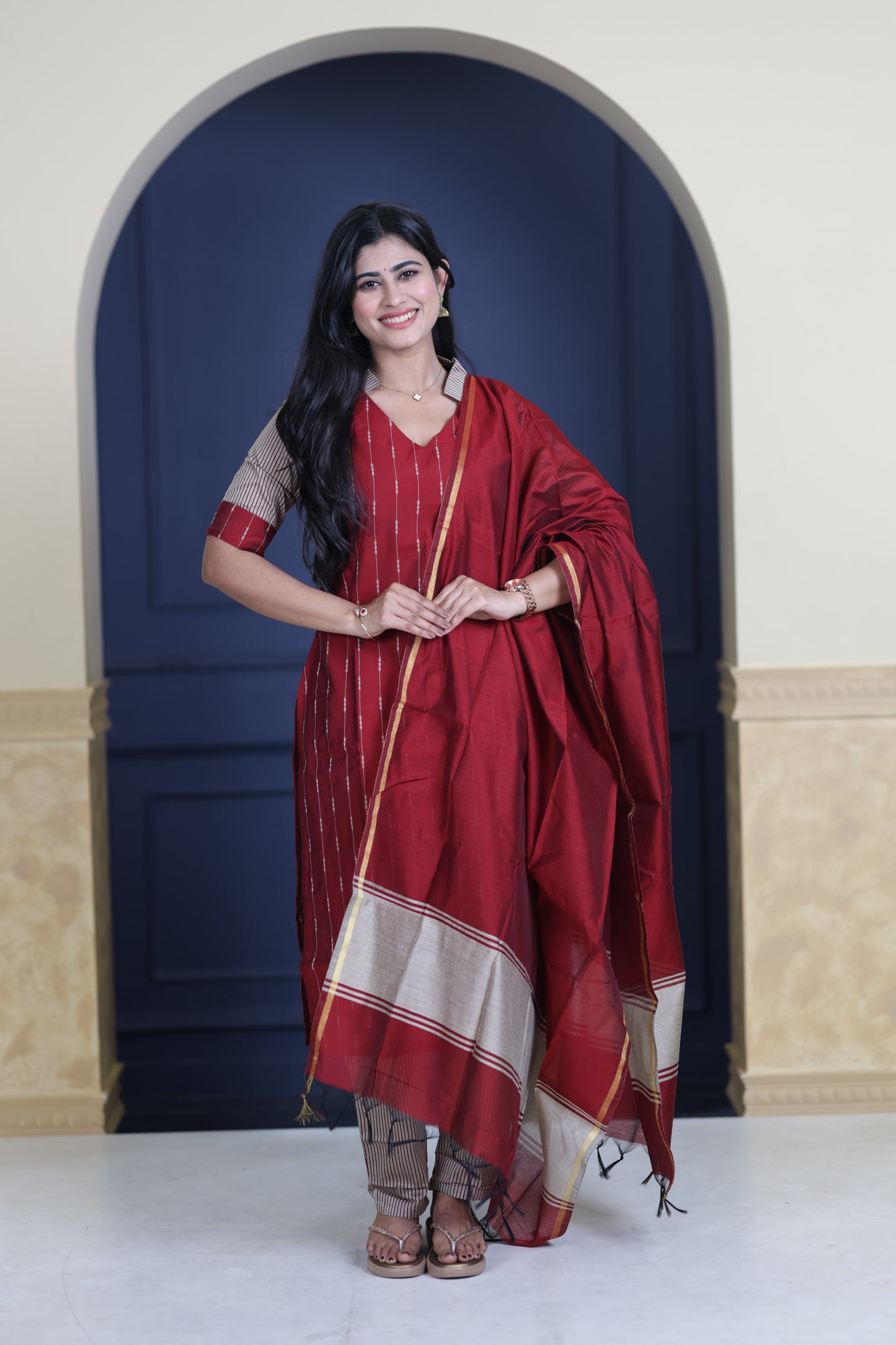 Premium Raw Silk Salwar Set-(Top,Bottom,Duppatta)-Non Feeding Only FC0314