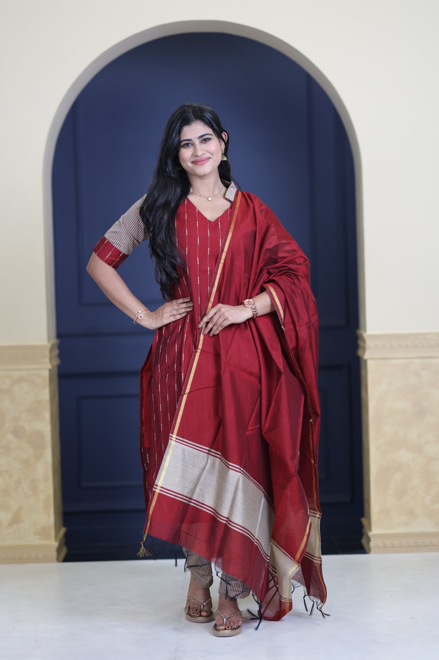 Premium Raw Silk Salwar Set-(Top,Bottom,Duppatta)-Non Feeding Only FC0314