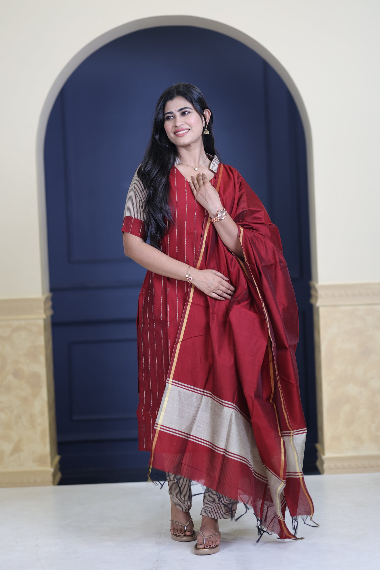 Premium Raw Silk Salwar Set-(Top,Bottom,Duppatta)-Non Feeding Only FC0314