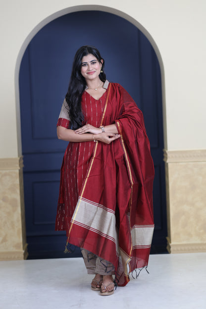 Premium Raw Silk Salwar Set-(Top,Bottom,Duppatta)-Non Feeding Only FC0314