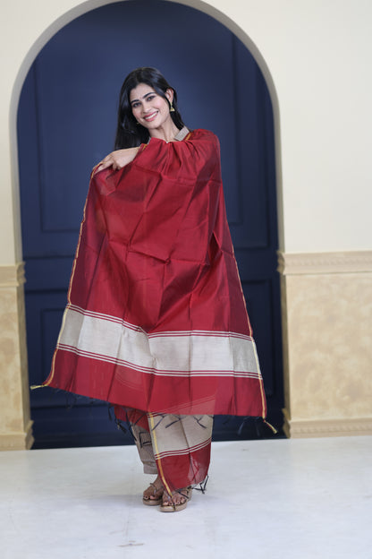Premium Raw Silk Salwar Set-(Top,Bottom,Duppatta)-Non Feeding Only FC0314