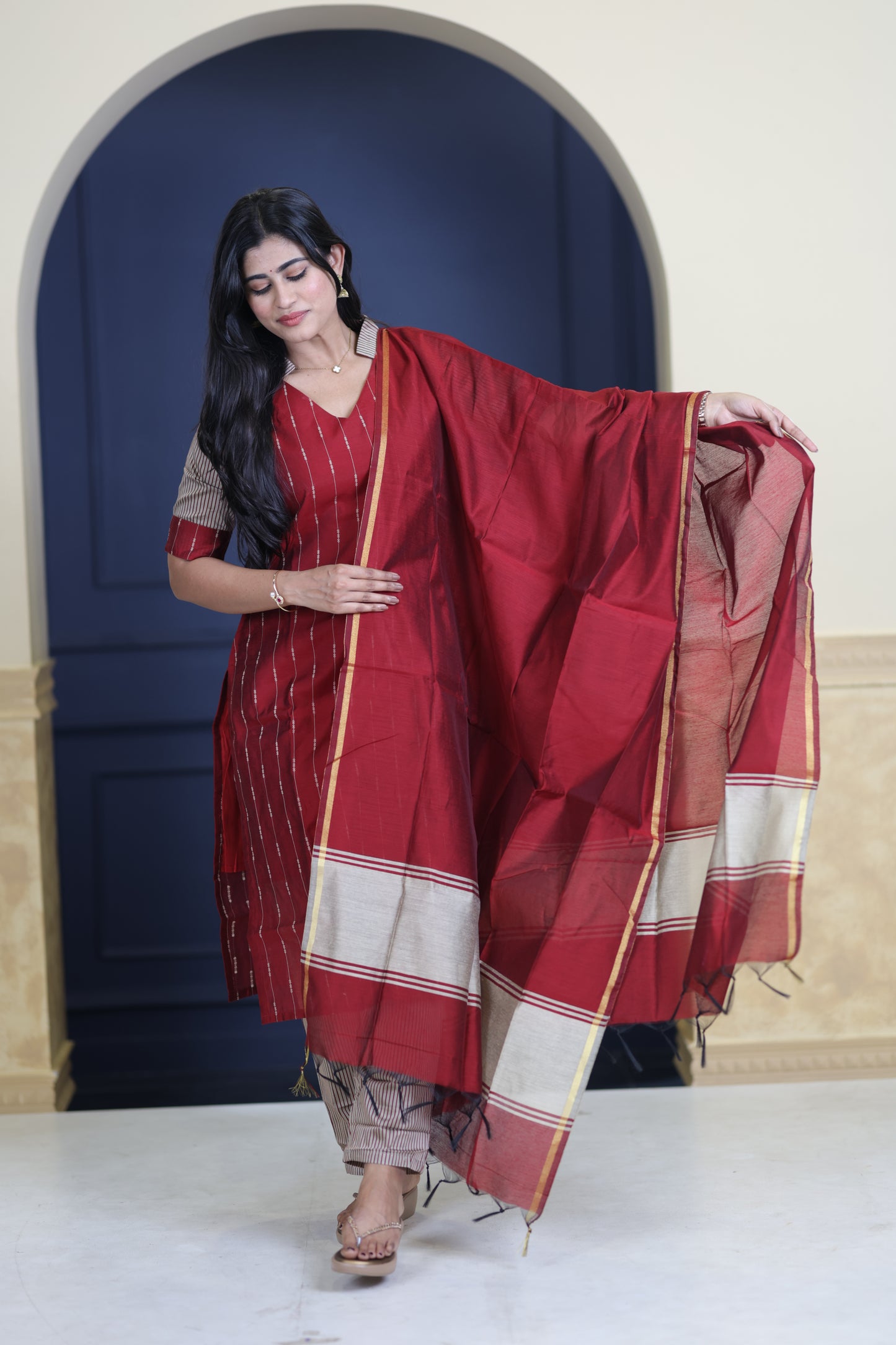 Premium Raw Silk Salwar Set-(Top,Bottom,Duppatta)-Non Feeding Only FC0314