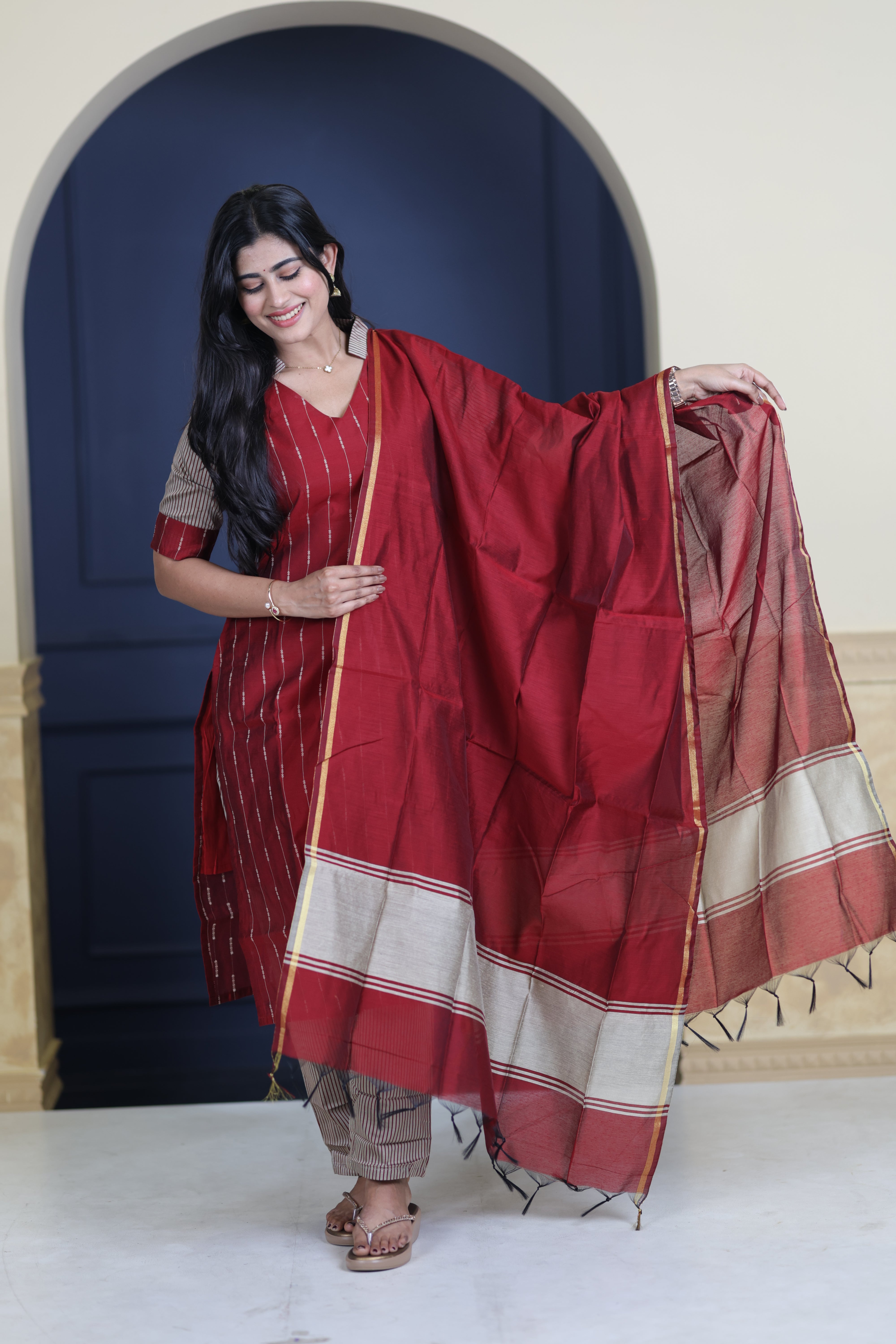 Premium Raw Silk Salwar Set-(Top,Bottom,Duppatta)-Non Feeding Only