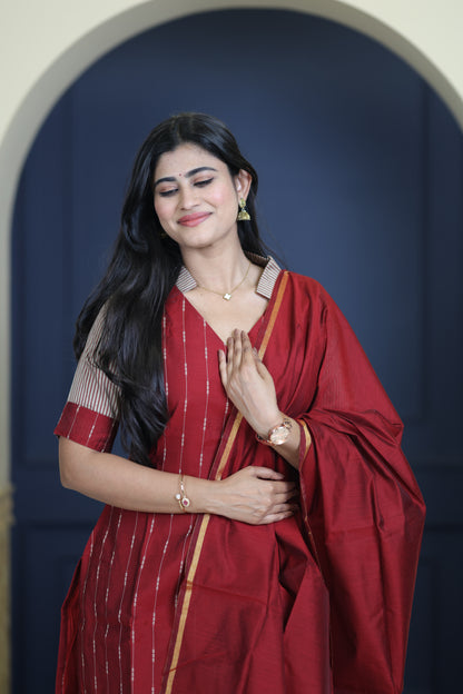 Premium Raw Silk Salwar Set-(Top,Bottom,Duppatta)-Non Feeding Only FC0314