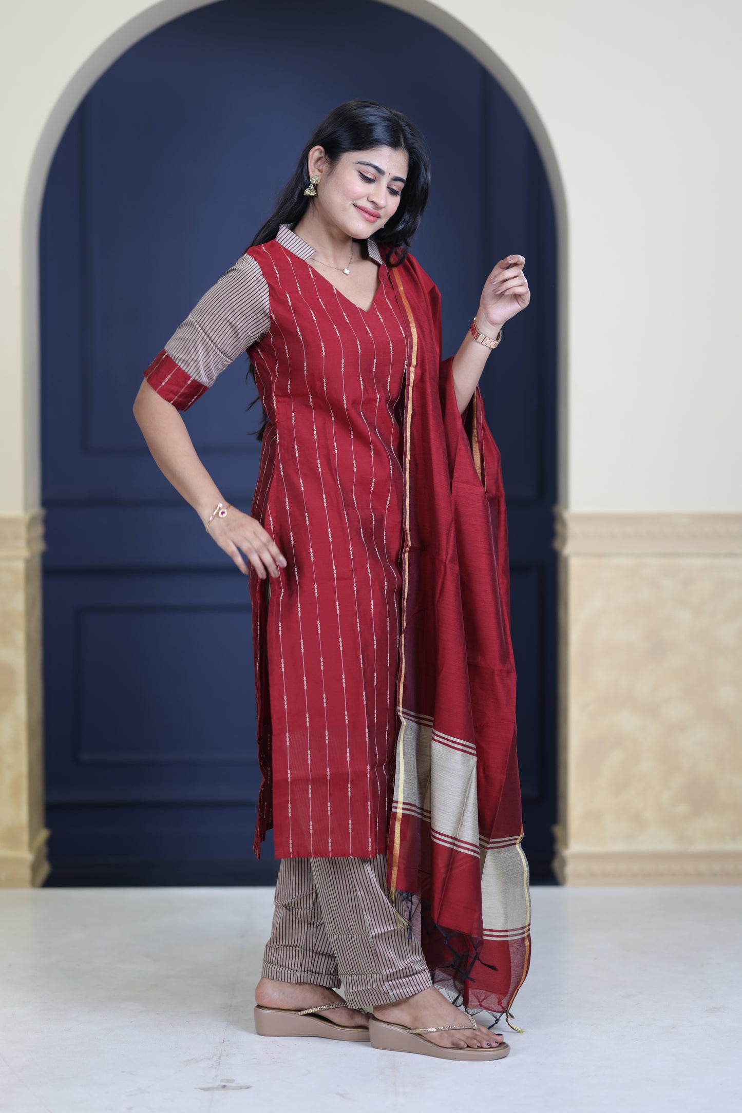 Premium Raw Silk Salwar Set-(Top,Bottom,Duppatta)-Non Feeding Only FC0314