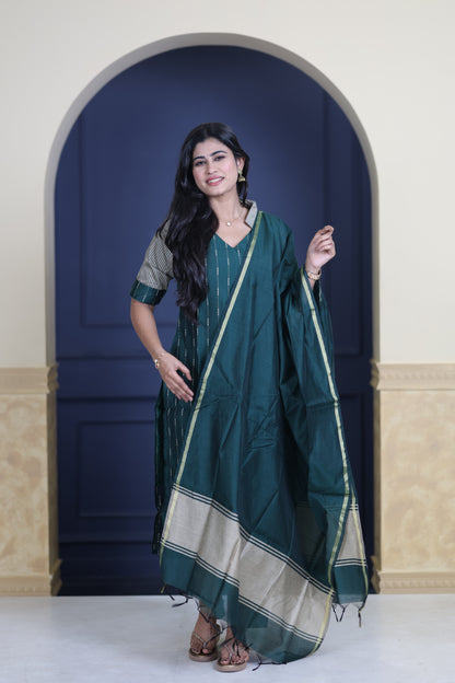 Premium Raw Silk Salwar Set-(Top,Bottom,Duppatta)-Non Feeding Only FC0317