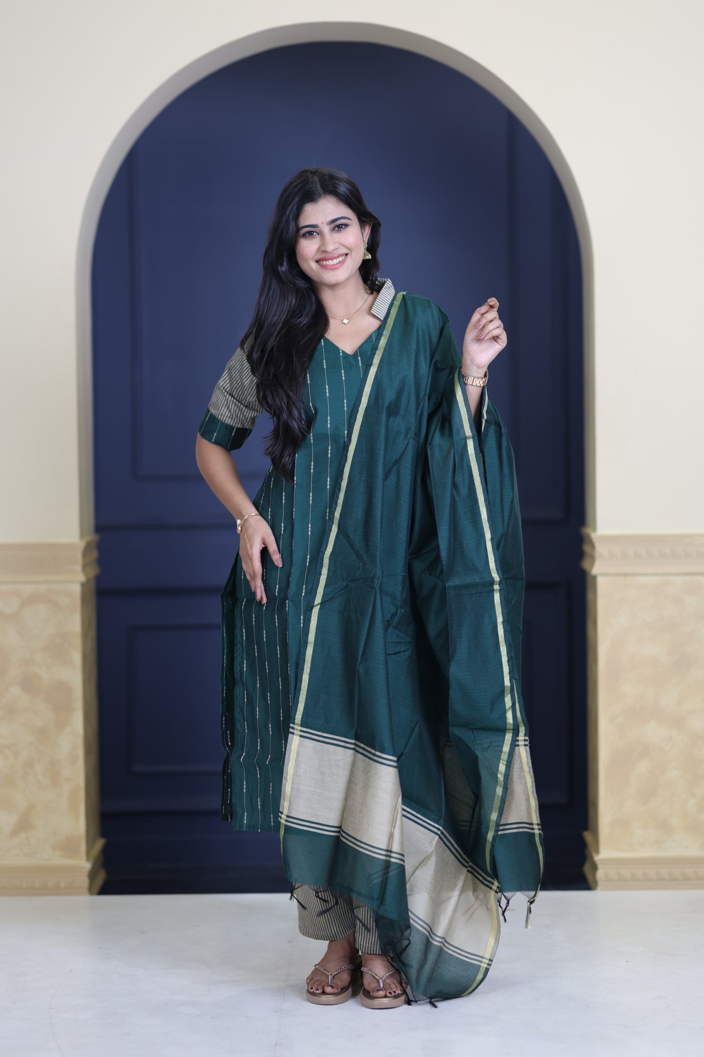 Premium Raw Silk Salwar Set-(Top,Bottom,Duppatta)-Non Feeding Only FC0317
