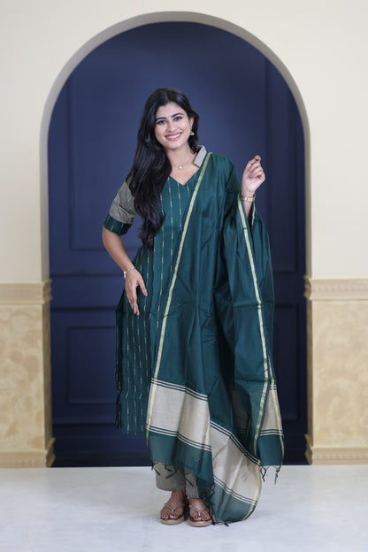 Premium Raw Silk Salwar Set-(Top,Bottom,Duppatta)-Non Feeding Only FC0317