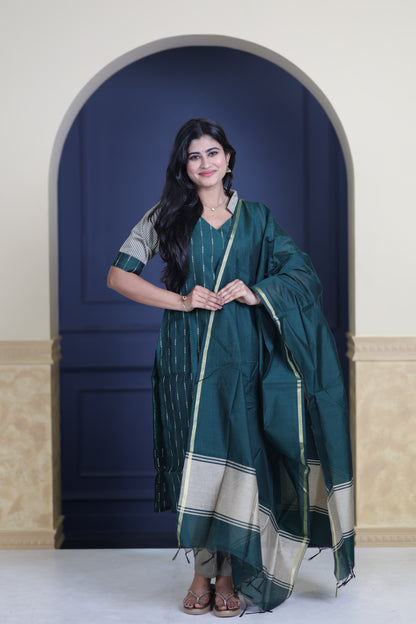 Premium Raw Silk Salwar Set-(Top,Bottom,Duppatta)-Non Feeding Only FC0317