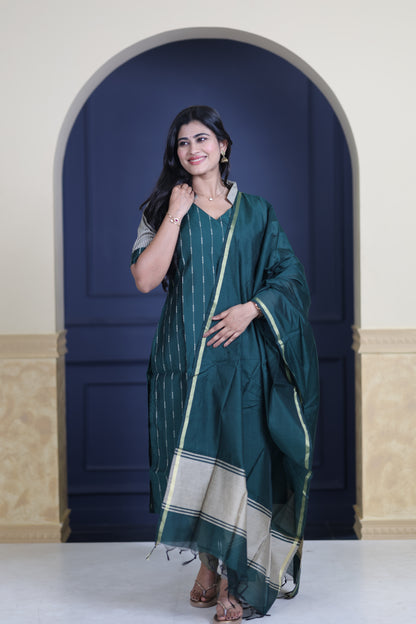 Premium Raw Silk Salwar Set-(Top,Bottom,Duppatta)-Non Feeding Only FC0317