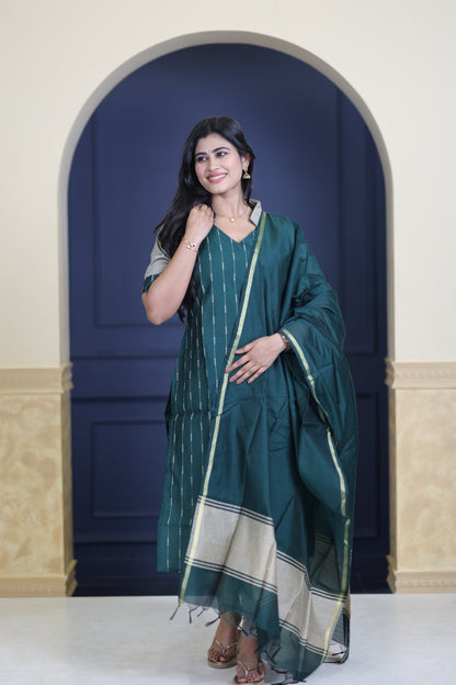 Premium Raw Silk Salwar Set-(Top,Bottom,Duppatta)-Non Feeding Only FC0317